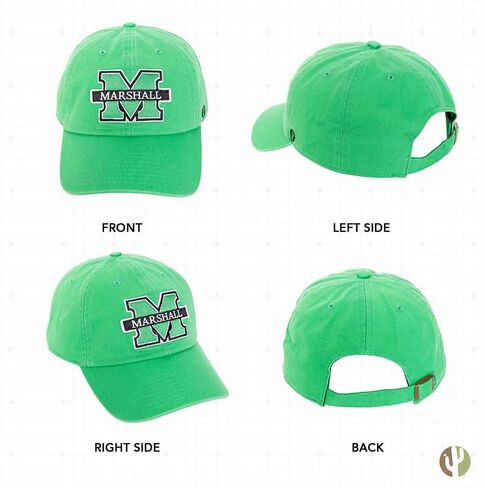 Marshall University Baseball Hat Thundering Herd MU Brimmed Embroirderd Hats Cap Adjustable Cloth Strap Adult (Style C) Black in Saudi Arabia