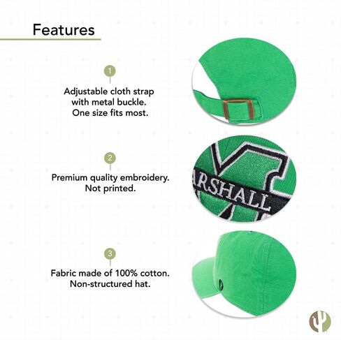 Marshall University Baseball Hat Thundering Herd MU Brimmed Embroirderd Hats Cap Adjustable Cloth Strap Adult (Style C) Black in Saudi Arabia