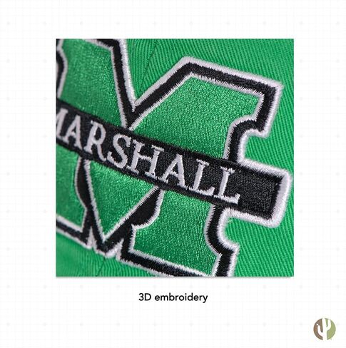 Marshall University Baseball Hat Thundering Herd MU Brimmed Embroirderd Hats Cap Adjustable Cloth Strap Adult (Style C) Black in Saudi Arabia