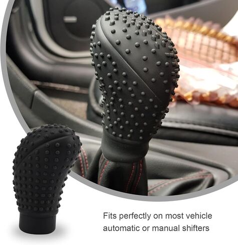 UGSHY 1 PC Car Gear Shift Knob Cover, Silicone Non-Slip Wear-Resistant Massage Particle Comfortable Grip, Flexible Anti-Scratch Shift Cover, Universal Automatic/Manual Transmission Cars (Black) in Saudi Arabia