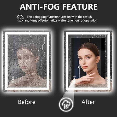 LED Bathroom Mirror,48X28 Light Bathroom Mirror, Anti-Fog, Dimmable, Backlit + Front Lit, Wall-Mounted Vanity Mirror in Saudi Arabia