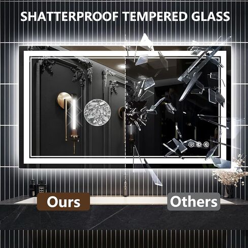 LED Bathroom Mirror,48X28 Light Bathroom Mirror, Anti-Fog, Dimmable, Backlit + Front Lit, Wall-Mounted Vanity Mirror in Saudi Arabia