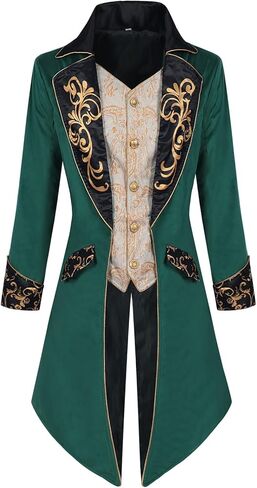 GRAJTCIN Men's Steampunk Jacket Renaissance Vintage Tailcoat Medieval Gothic Victorian Velvet Embroidery Frock Coat in Saudi Arabia