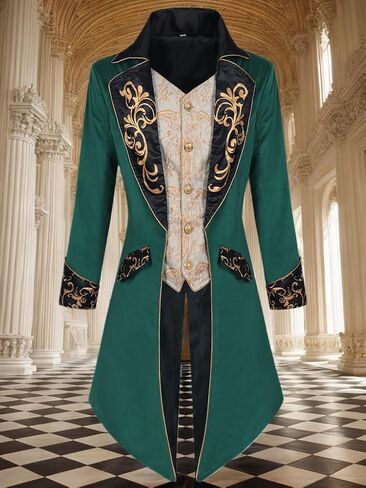 GRAJTCIN Men's Steampunk Jacket Renaissance Vintage Tailcoat Medieval Gothic Victorian Velvet Embroidery Frock Coat in Saudi Arabia