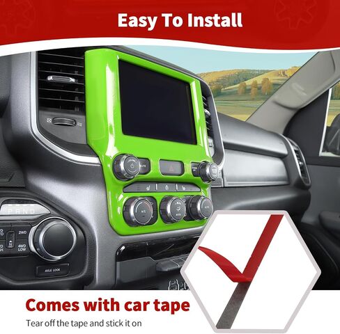 RT-TCZ for RAM Green Dash Trim AC Control Panel Cover for Dodge RAM 2018 up Green Interior Accessories in Saudi Arabia