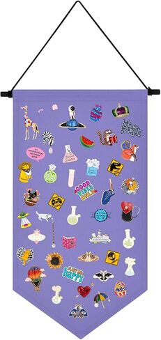 Kunyeah Wall Hanging Brooch Organizer Storage Case Colorful Canvas Pin Board Stand Enamel Pin Badge Hanging Holder Display Banner Earrings Collection Holder - Pins No Included (Purple) in Kuwait
