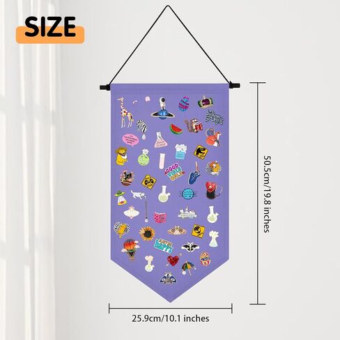 Kunyeah Wall Hanging Brooch Organizer Storage Case Colorful Canvas Pin Board Stand Enamel Pin Badge Hanging Holder Display Banner Earrings Collection Holder - Pins No Included (Purple) in Kuwait