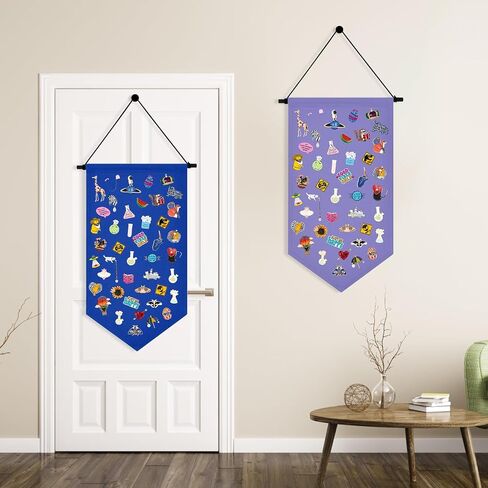 Kunyeah Wall Hanging Brooch Organizer Storage Case Colorful Canvas Pin Board Stand Enamel Pin Badge Hanging Holder Display Banner Earrings Collection Holder - Pins No Included (Purple) in Kuwait