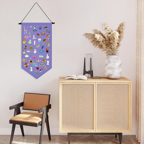 Kunyeah Wall Hanging Brooch Organizer Storage Case Colorful Canvas Pin Board Stand Enamel Pin Badge Hanging Holder Display Banner Earrings Collection Holder - Pins No Included (Purple) in Kuwait