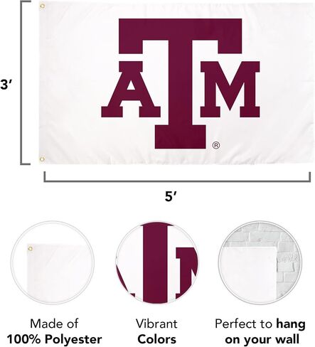 لافتات علم جامعة صبار الصحراء تكساس إيه آند إم Aggies TAMU 100% بوليستر للاستخدام الداخلي والخارجي 3 × 5 أقدام (النمط 3) in Saudi Arabia