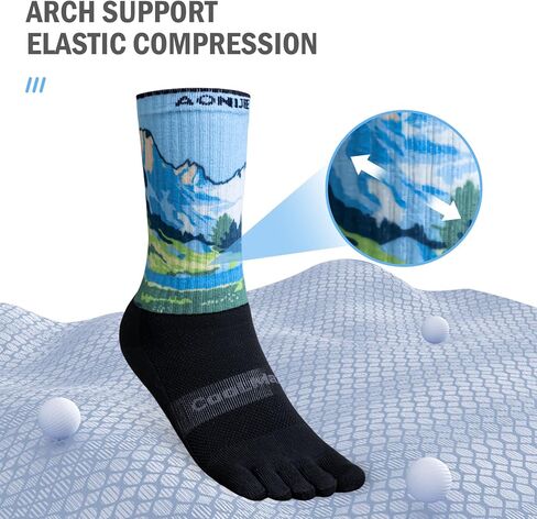 Toe socks Running Athletic Anti-Blister Wicking Cool-max Five Finger Crew Socks Seamless Anti-odor in Kuwait