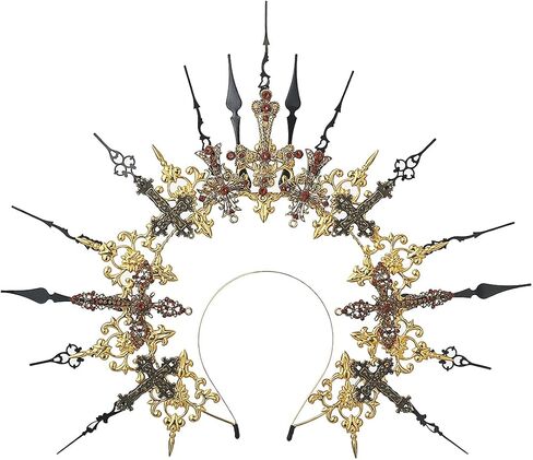 أغطية رأس من COSDREAMER Mary Halo Crown بسحاب مدبب وربطة عنق هالو تاج Sunburst Goddess للرأس in Kuwait