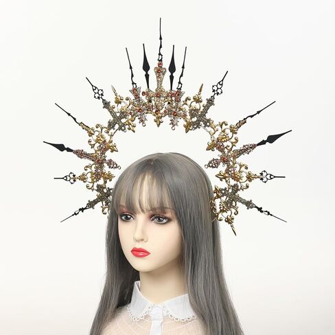 أغطية رأس من COSDREAMER Mary Halo Crown بسحاب مدبب وربطة عنق هالو تاج Sunburst Goddess للرأس in Kuwait