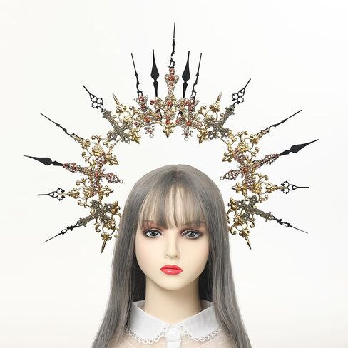 أغطية رأس من COSDREAMER Mary Halo Crown بسحاب مدبب وربطة عنق هالو تاج Sunburst Goddess للرأس in Kuwait