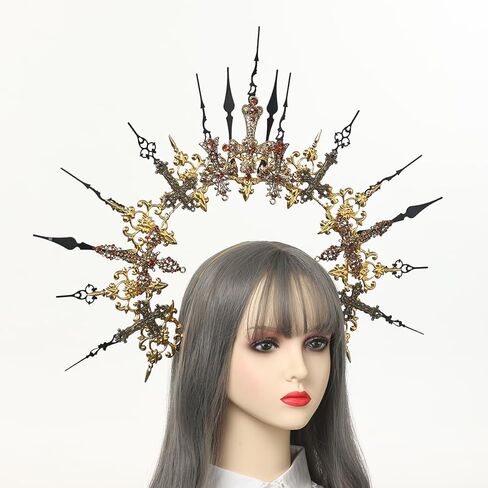 أغطية رأس من COSDREAMER Mary Halo Crown بسحاب مدبب وربطة عنق هالو تاج Sunburst Goddess للرأس in Kuwait