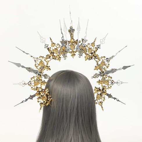 أغطية رأس من COSDREAMER Mary Halo Crown بسحاب مدبب وربطة عنق هالو تاج Sunburst Goddess للرأس in Kuwait