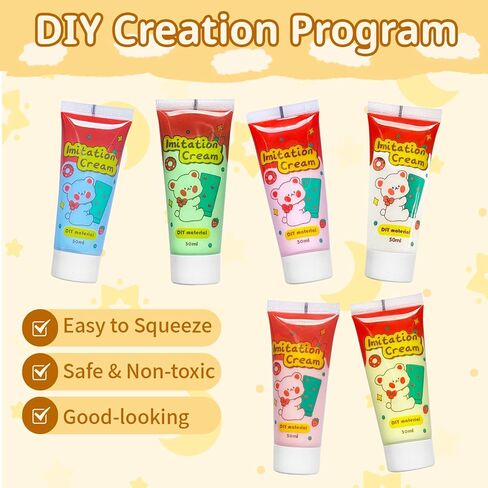 مجموعة 10 قطع من غراء الكريم، غراء كريم ديكودين المخفوق، غراء كريمي وهمي، كريم ديكودين DIY، مناسب للحرف اليدوية وتزيين ملحقات حافظة الهاتف (10 ألوان، 50 مل) in Saudi Arabia