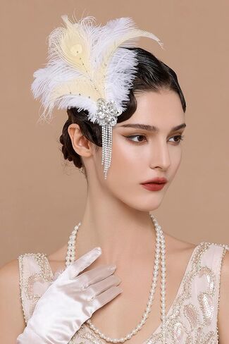BABEYOND Peacock Fascinator with Rhinestones Roaring 20s Peacock Flapper Fascinator 1920s Peacock Hair Accessories in Saudi Arabia