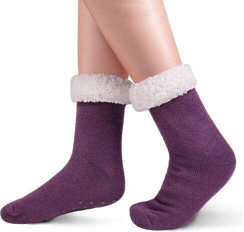 KFUBUO Kids Slipper Socks with Non Skid Bottoms Fleece-Lined Warm Fuzzy Socks in Saudi Arabia