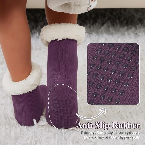 KFUBUO Kids Slipper Socks with Non Skid Bottoms Fleece-Lined Warm Fuzzy Socks in Saudi Arabia
