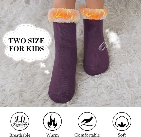 KFUBUO Kids Slipper Socks with Non Skid Bottoms Fleece-Lined Warm Fuzzy Socks in Saudi Arabia