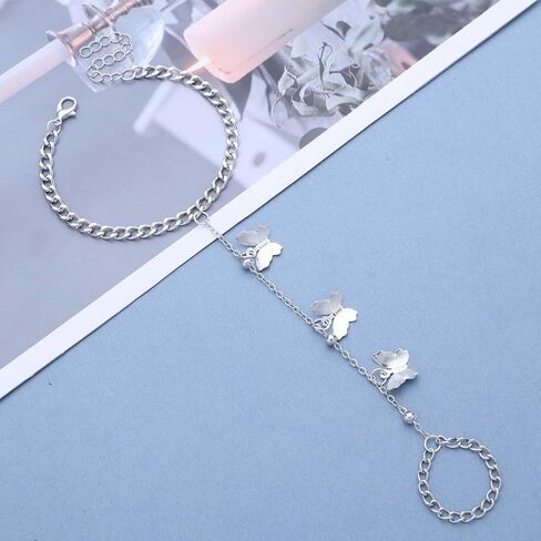 Punk Butterfly Finger Bracelet Butterfly Slave Chain Bracelet Gold Ring Chain Bracelet Vintage Curb Chain Bracelet Hand Chain Jewelry for Women in Kuwait