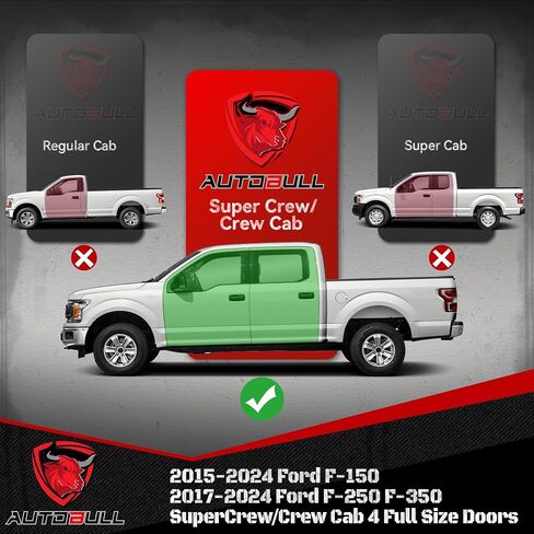 خطوات جانبية لألواح الجري مقاس 6 بوصات متوافقة مع 2015-2024 Ford F150 F 150، 2017-2024 Ford F250 F350 Super Duty SuperCrew/Crew Cab 4 أبواب كاملة الحجم، قضبان نيرف من الألومنيوم باللون الأسود in Saudi Arabia