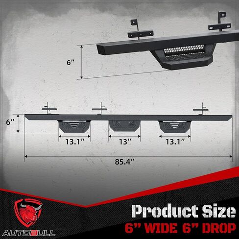 خطوات جانبية لألواح الجري مقاس 6 بوصات متوافقة مع 2015-2024 Ford F150 F 150، 2017-2024 Ford F250 F350 Super Duty SuperCrew/Crew Cab 4 أبواب كاملة الحجم، قضبان نيرف من الألومنيوم باللون الأسود in Saudi Arabia