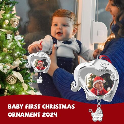 Babys First Christmas Ornament 2024 Boy Girl, My First Xmas Tree Picture Frame Ornament 2024, Custom Christmas Ornament, Personalized Babies First Xmas Ornament in Kuwait