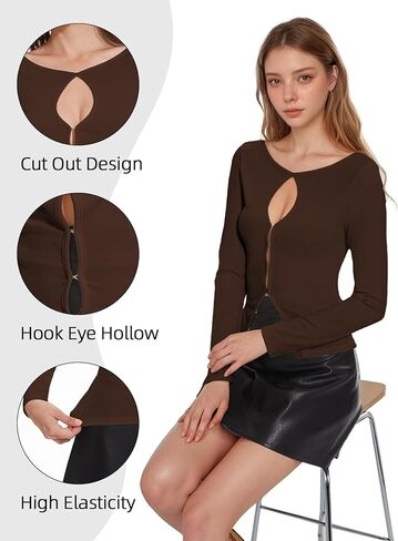 بلايز مضلعة بأكمام طويلة للنساء مقصوصة مضلعة متماسكة سترة خريفية ضيقة للخروج in Kuwait