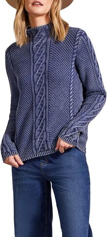 Tribal Women's Cotton Funnel Neck Multi Stitch Yarn Patch Work Sweater with Special Wash in Kuwait