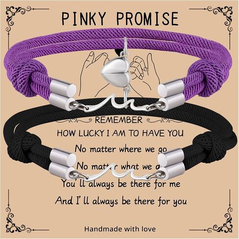 LINY 2Pcs Matching Wave Bracelet Mutual Attraction Heart Couple Pinky Promise Bracelets Friendship Matching Relationship Bracelets for Boyfriend Girlfriend Valentines Gift in Saudi Arabia