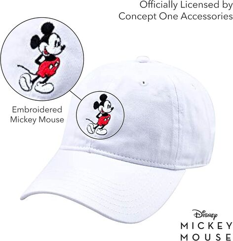 Concept One Disney Mickey Mouse Baseball Hat, Washed Twill Cotton Adjustable Dad Cap in Saudi Arabia