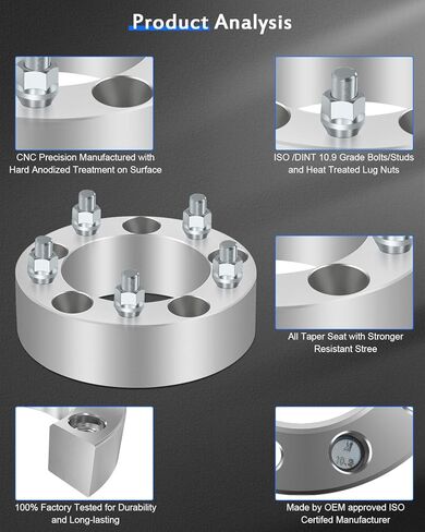فواصل عجلات ECCPP 4X 5 Lug 2 بوصة 5x5.5 إلى 5x5.5 12x1.25 108 مم متوافقة مع 1999-2005 لسوزوكي جراند فيتارا 1999-2004 لسوزوكي فيتارا 1998-2004 لسيارة شيفروليه تراكر in Kuwait