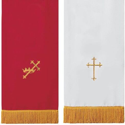 Murphy Robes Scarves-Reversible Lectern Banner Sanctuary Pulpit Scarf, 17 x 36-Inch, Red/White-Slanting Cross & Crown/Latin Cross in Saudi Arabia