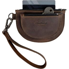 Heather's, Semi-Circular Double Wallet, Coin Pouch, Money Holder, USB Storage, Full Grain Leather, Handmade, Bourbon Brown