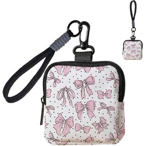 SMUOBT Small Wallet Wristlet Keychain,Cute Zipper Wallet Pouch Earphone Storage Pouch Key Card Holder Coin Purse