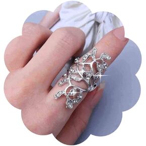 Vintage Crystal Leaf Ring Gold Cz Leaf Wrap Ring Rhinestone Leaf Finger Rings Sparkly Olive Branch Ring Jewelry for Women