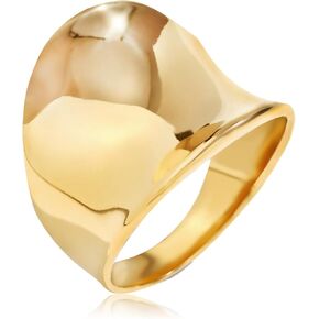 Otxas Gold Rings for Women That Don't Tarnish Silver Chunky Rings Statement Rings Stainless Steel Rings Bold Thick Rings Minimalist Solid Ring Size 6-10