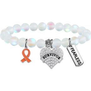 UJIMS Leukemia Cancer Survivor Gift Orange Ribbon Awareness Bracelet Leukemia Warrior Jewelry Cancer Support Gift
