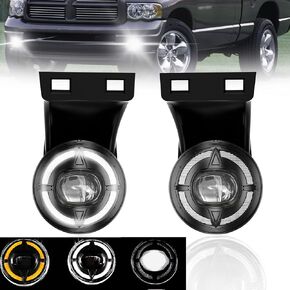 LED With DRL Fog Lights for 1994-2002 Dodge RAM 1500 2500 3500, 1 Pair Front Bumper Driving Fog Lamps (LED Ver.2)