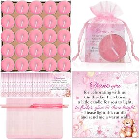 Colarr 50 Set Baby Shower Candle Favors Bear Themed Baby Shower Favors Gifts for Guest, Include 50 Tea Light Candles 50 Thank You Tags and 50 Return Gift Bags for Gender Reveal (Blue, Cute Style)