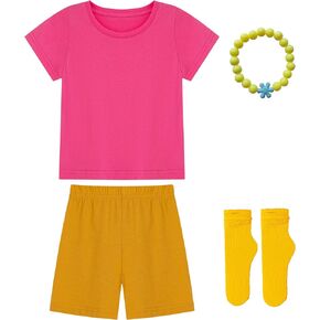 Explorer Girls Kids Costume For Adventure Pink Shirt Orange Shorts Outfit Outdoor Cosplay