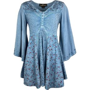 Agan Traders Fall 3/4 Bell Sleeve V Neck Embellishment Bohemian Tops for Women - Sequin Beaded Flared Vintage Women's Blouses