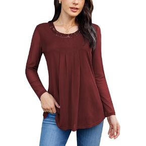 For G and PL Women Fall Winter Sequin Mesh Long Sleeve Tunic Top Double Layers Dressy Sparkly Shirt
