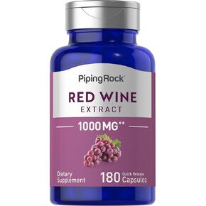 Piping Rock Red Wine Extract Capsules 1000mg | 180 Count | Non-GMO, Gluten Free Supplement