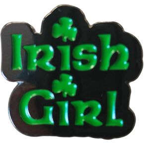 Irish Girl Ireland Pride Shamrock Clover Green Saint Patricks Pattys Day 1" Enamel Lapel Pin