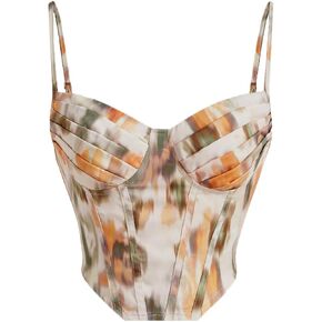 SHENHE Women's Sexy Floral Corset Top Tie Dye Bustier Dressy Crop Tops Backless Concert Top