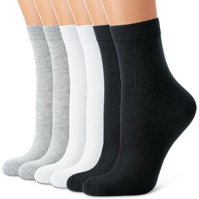 CHARMKING 6 Pairs Crew Socks for Women Soft Cotton Bootie Socks Moisture-wicking Casual Socks Non Slip Above Ankle