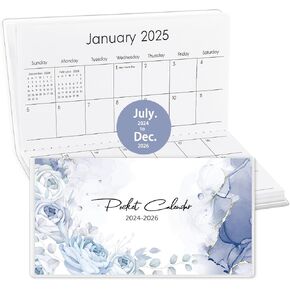 Pocket Calendar/Planner 2024-2026, Moon Phase Monthly Planner 3.5"×6.5" - Runs From Nov.2024 Until Dec.2026, Daily Lunar Calendar 2024-2026 with PVC Cover for Planning & Moon Tracking